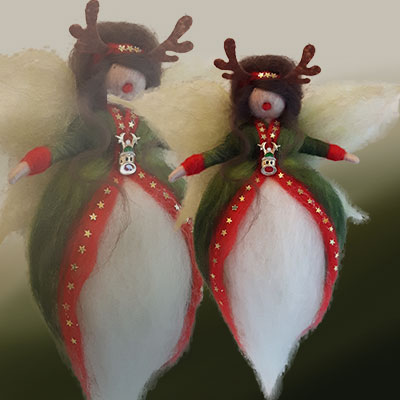 Weihnachten Mini Fee Rudolf Rentier Filz Wolle